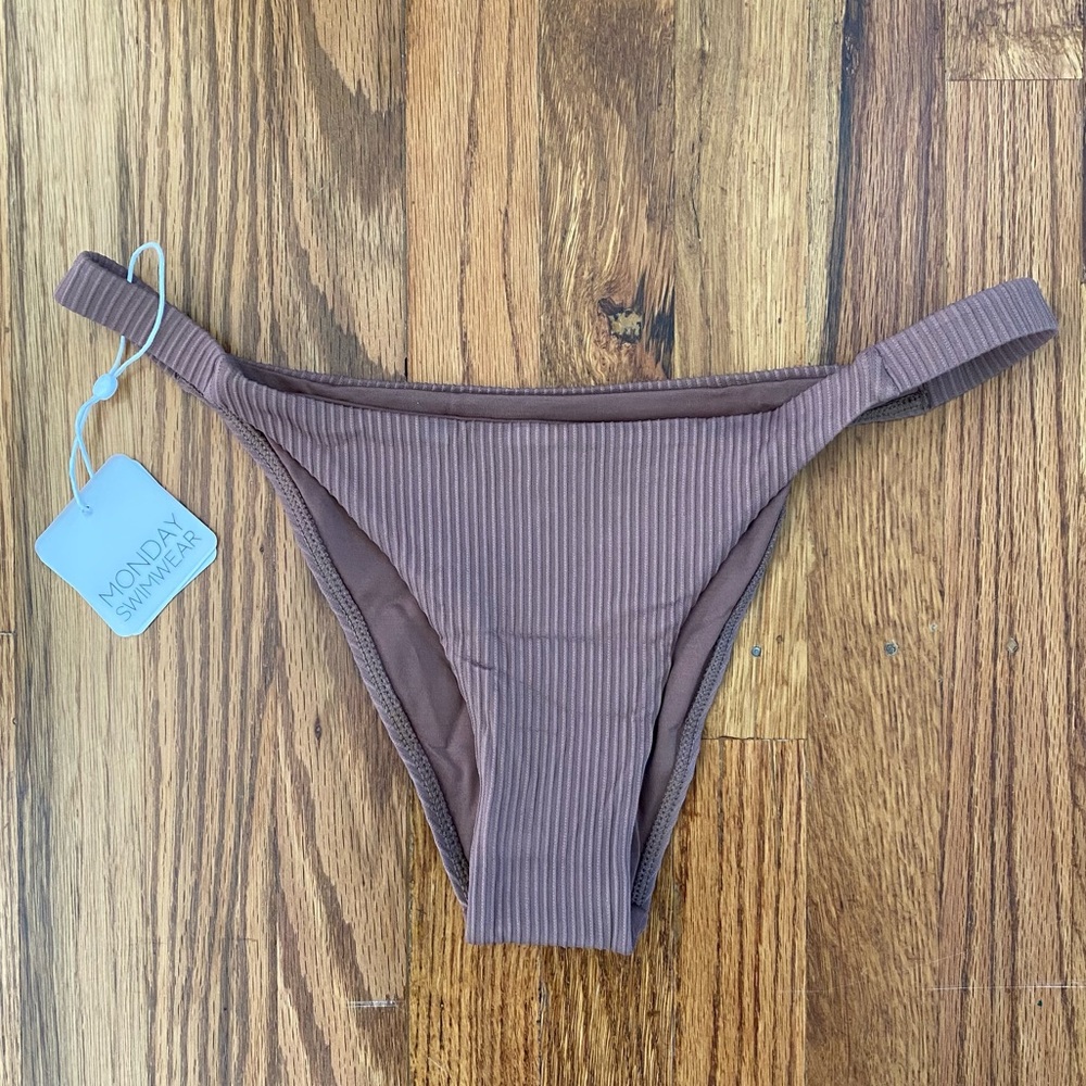 Monday Swimwear Java Bottom Caramel Rib Size Small